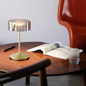 Akku-Glasleuchte Numotion 265mm goldfarben